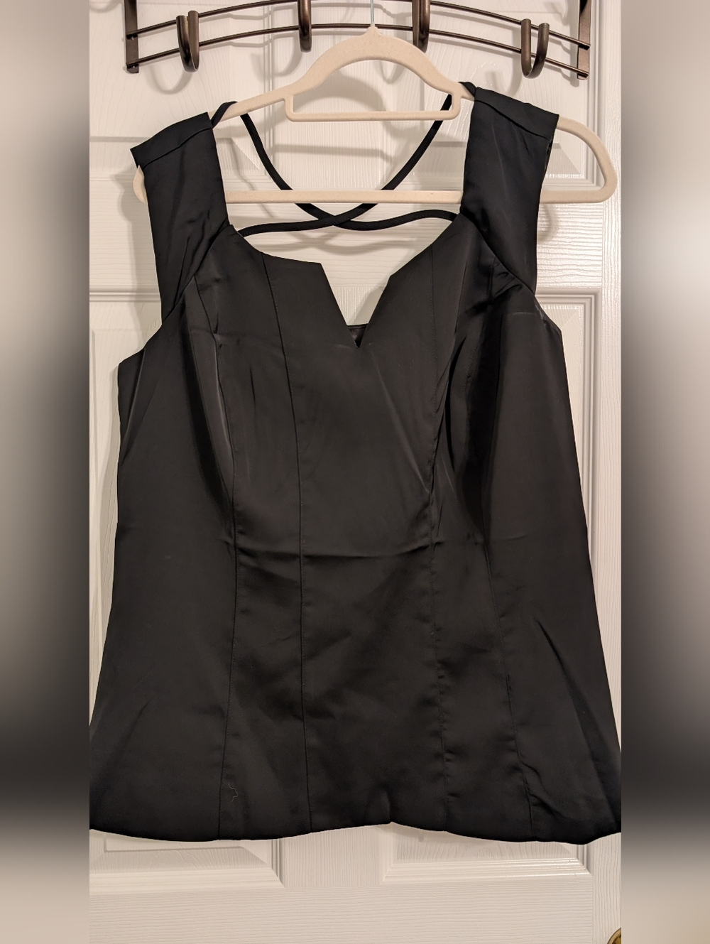 City Chic Black Satin V-Neck Sleeveless Top